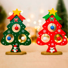 Load image into Gallery viewer, Christmas Tree Small Ornament Mini Painted Christmas Tree Decorations Christmas Wooden Card New Year&#39;s Decorations For Home