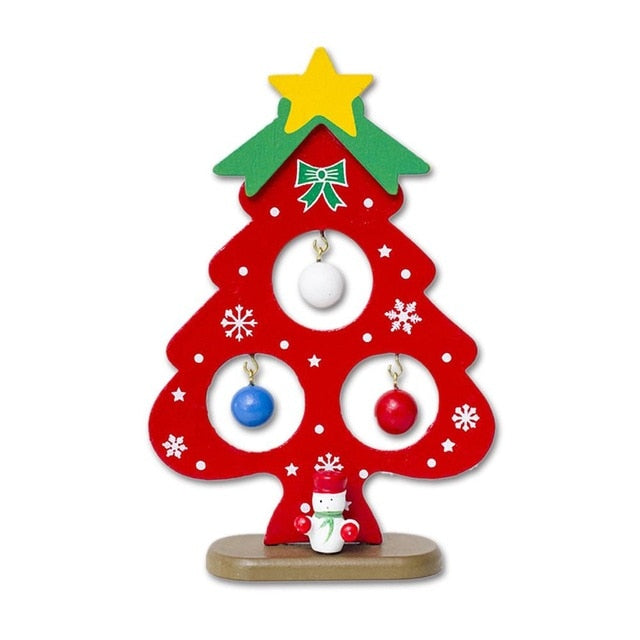 Christmas Tree Small Ornament Mini Painted Christmas Tree Decorations Christmas Wooden Card New Year's Decorations For Home